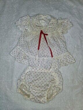 Vintage Bryan Baby Strawberry Dress & Diaper Cover Set 6-9 Months